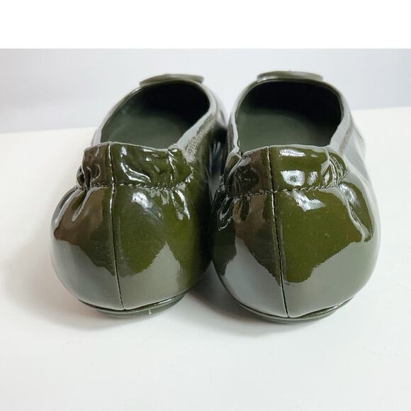 Tory Burch Womens Minnie Patent Leather Ballet Flats Shoes Leccio Dark Green 6.5 - Picture 5 of 8
